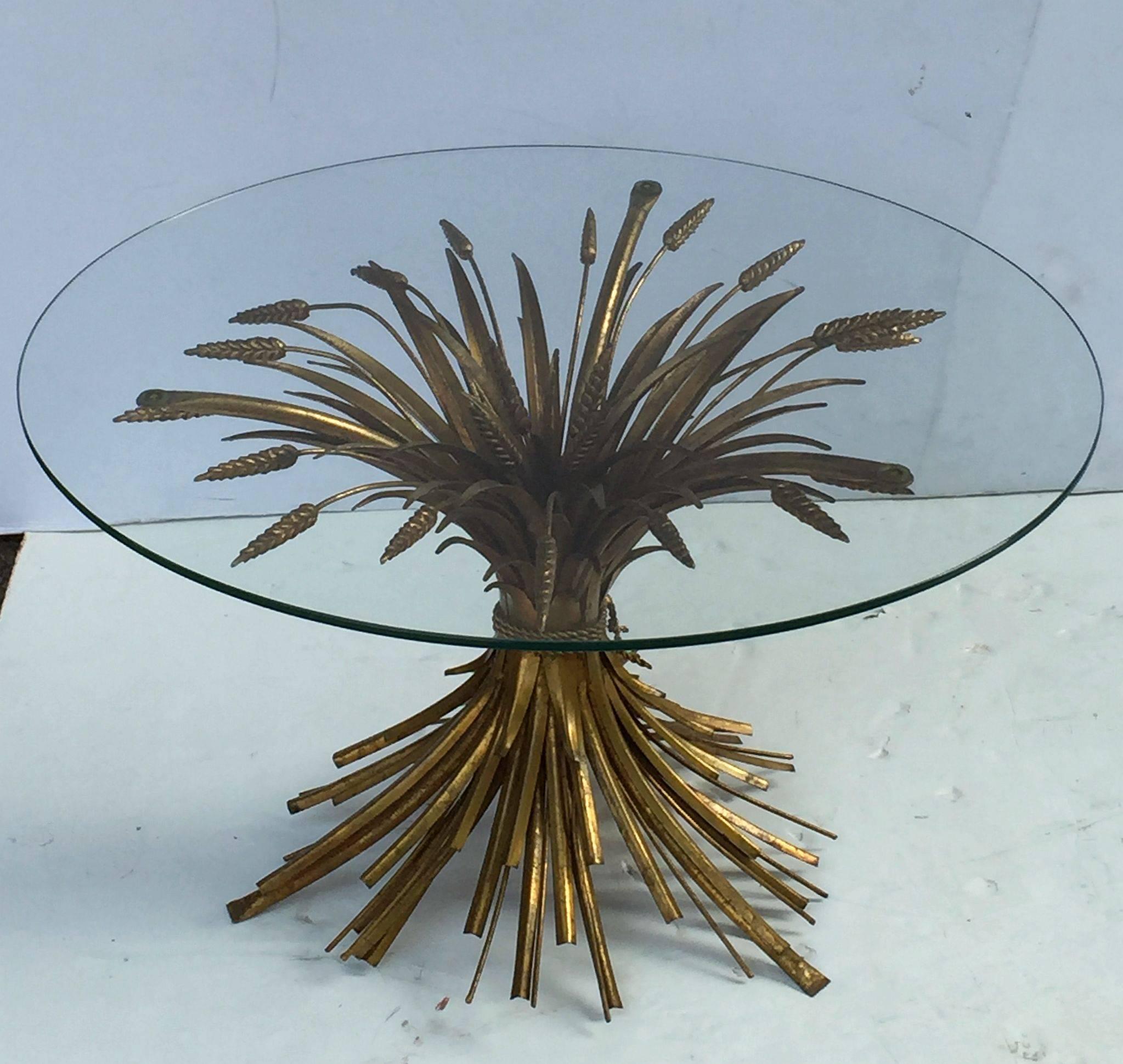 20th Century Italian Wheat Sheaf Low Table of Gilt Metal