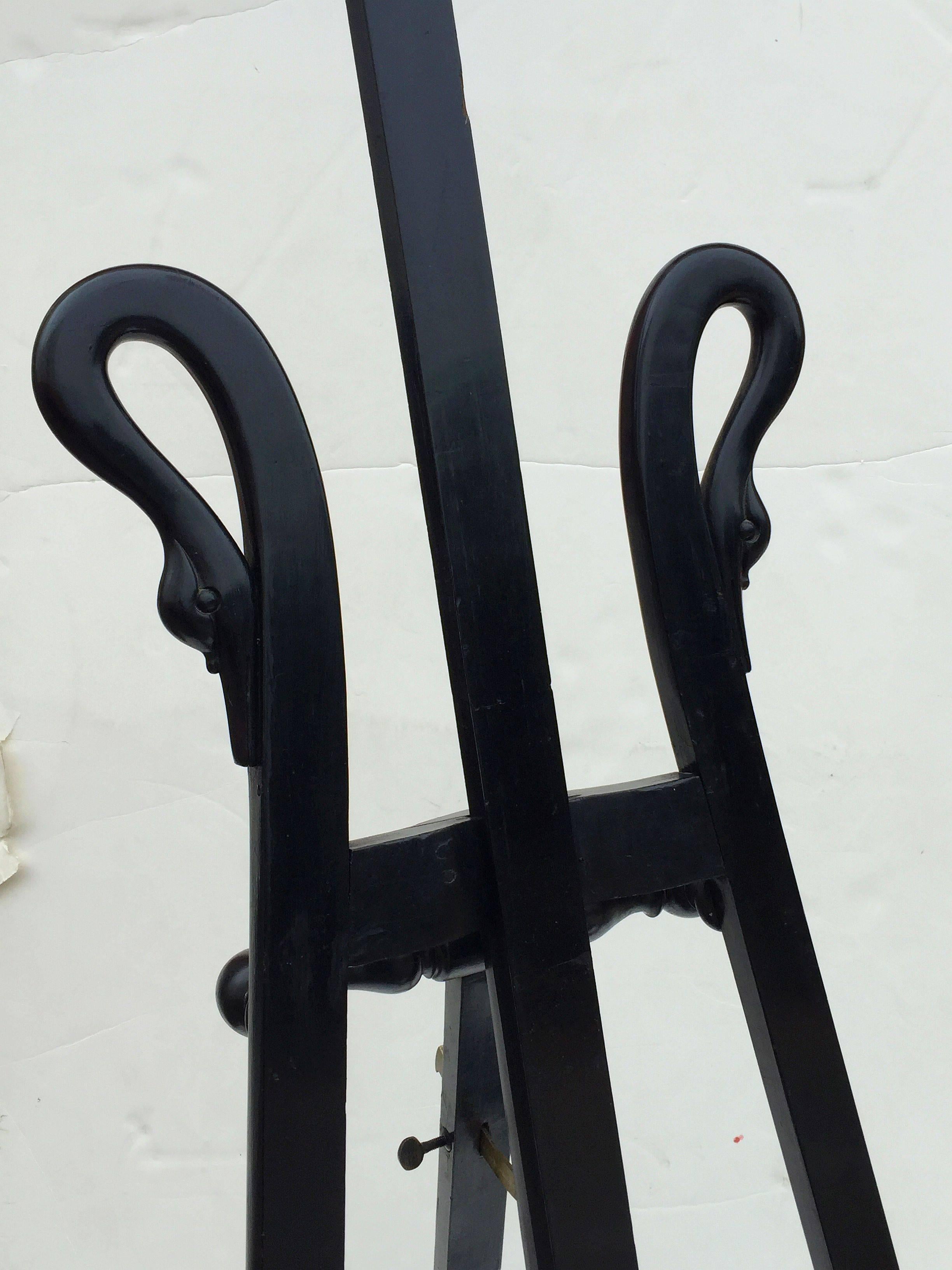 Large French Black Swan Display Easel In Excellent Condition In Austin, TX