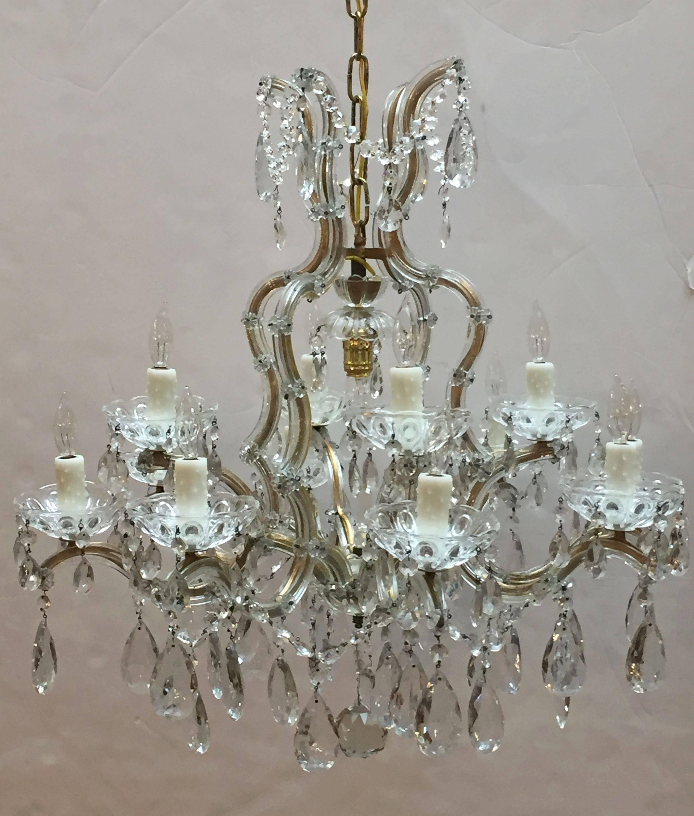 Faceted Maria Theresa Seventeen-Light Crystal Drop Chandelier from Italy