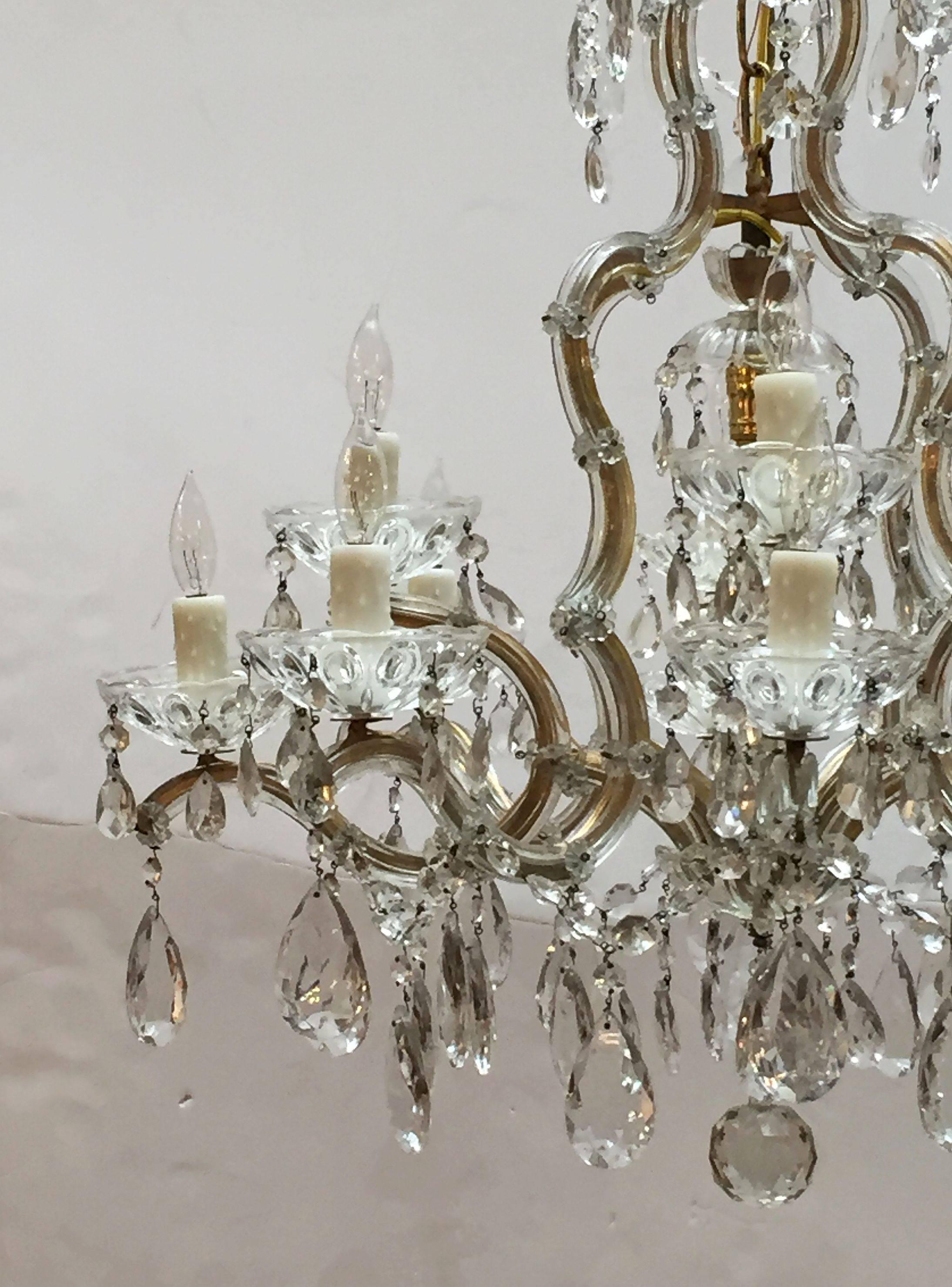 20th Century Maria Theresa Seventeen-Light Crystal Drop Chandelier from Italy