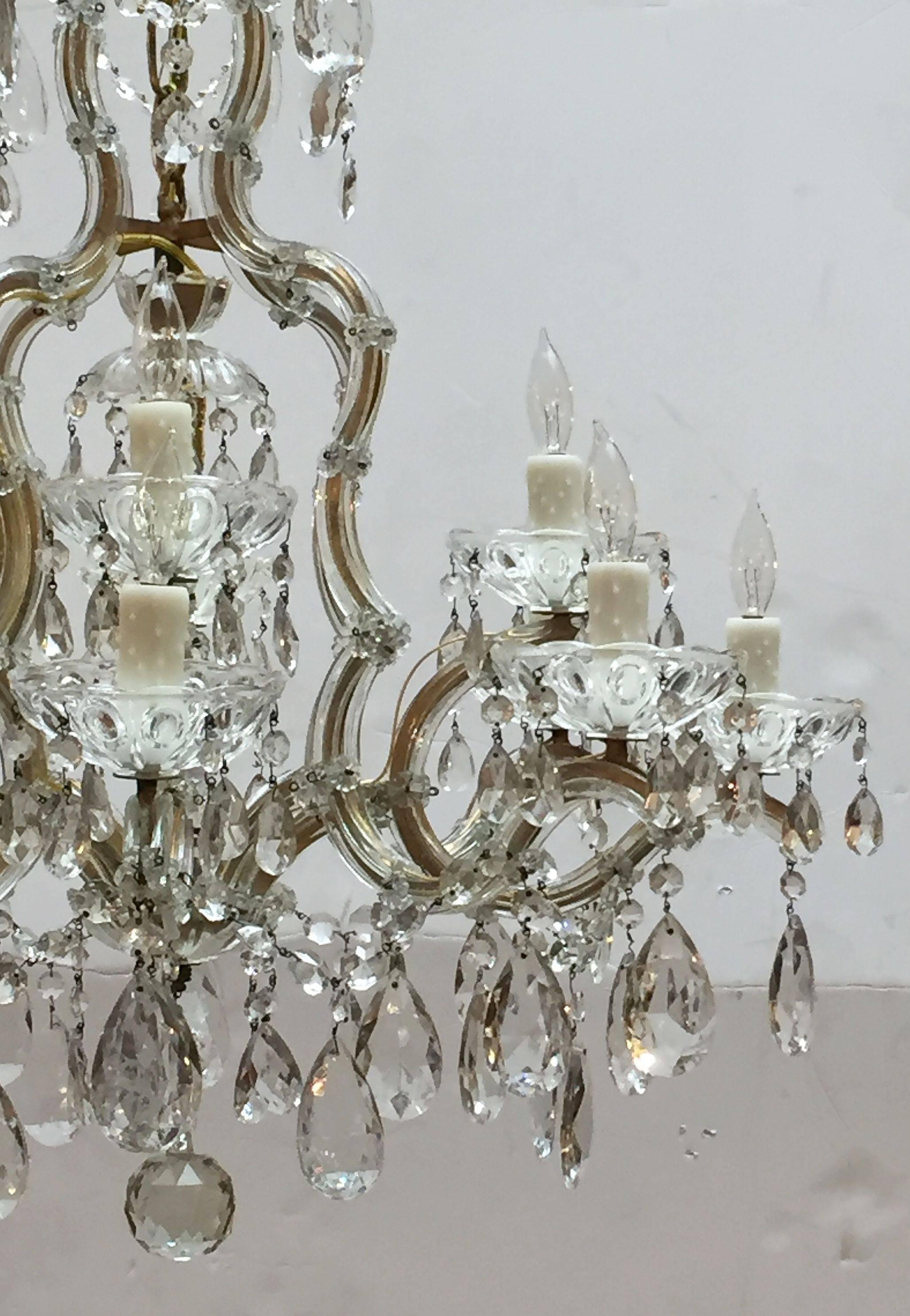 Glass Maria Theresa Seventeen-Light Crystal Drop Chandelier from Italy