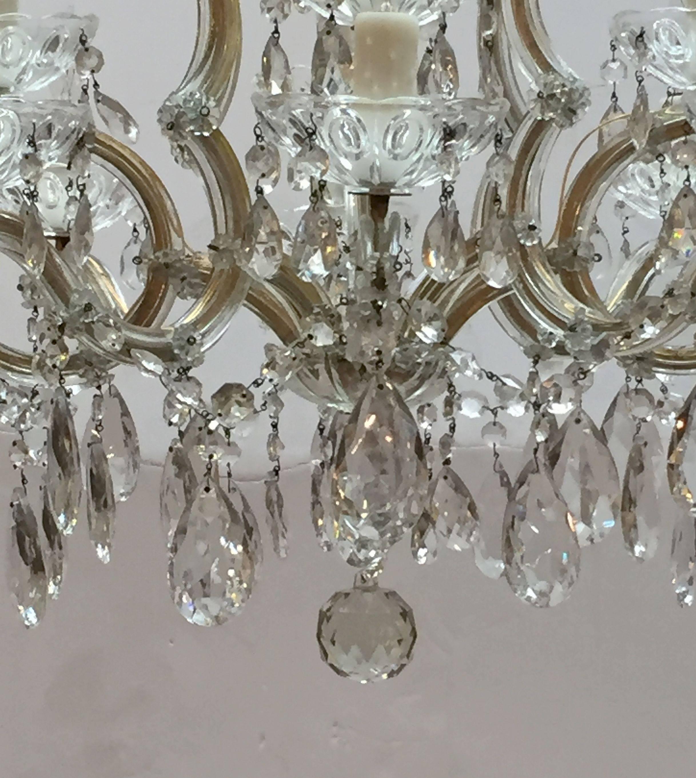 Maria Theresa Seventeen-Light Crystal Drop Chandelier from Italy 1