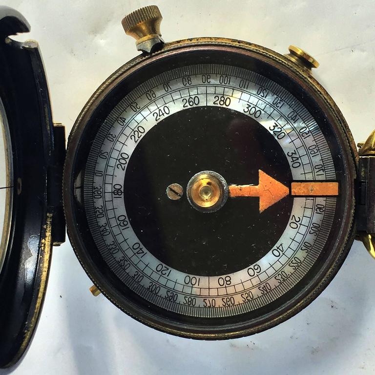 British WWI Marching Compass with Leather Case at 1stDibs