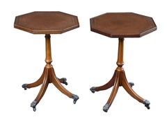 English Wine or Cocktail Table with Octagonal Leather Top (Two Available)