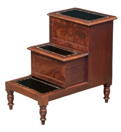 Library Stair Steps of Mahogany and Leather in the Regency Style from England
