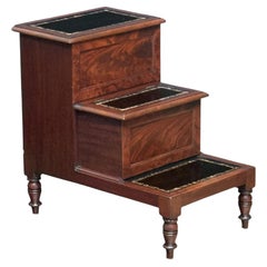 Library Stair Steps of Mahogany and Leather in the Regency Style from England