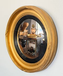 Specchio convesso con cornice dorata inglese dell'epoca Regency (diametro 18 1/4)