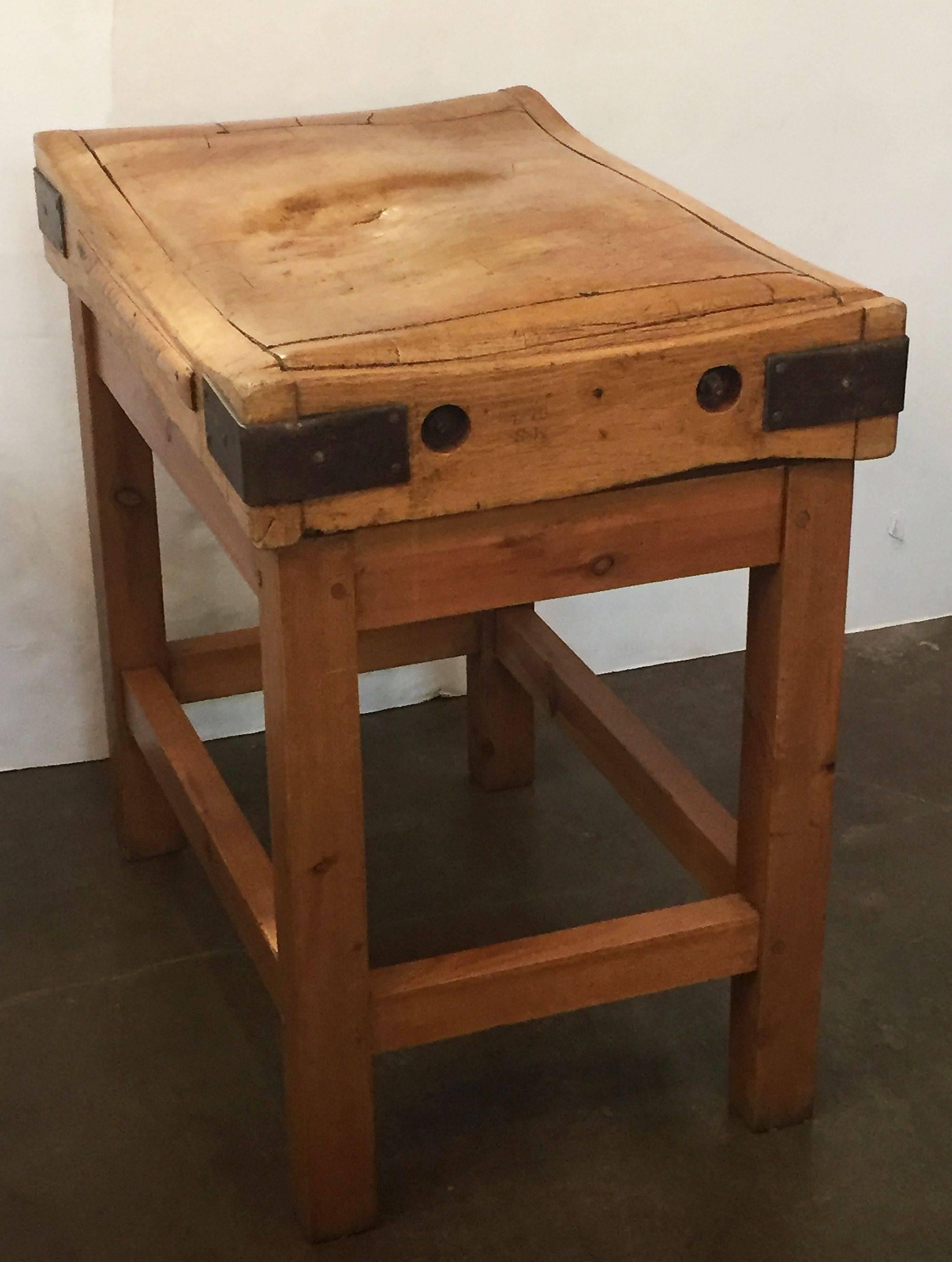Large French Butcher's Block on Stand In Excellent Condition In Austin, TX