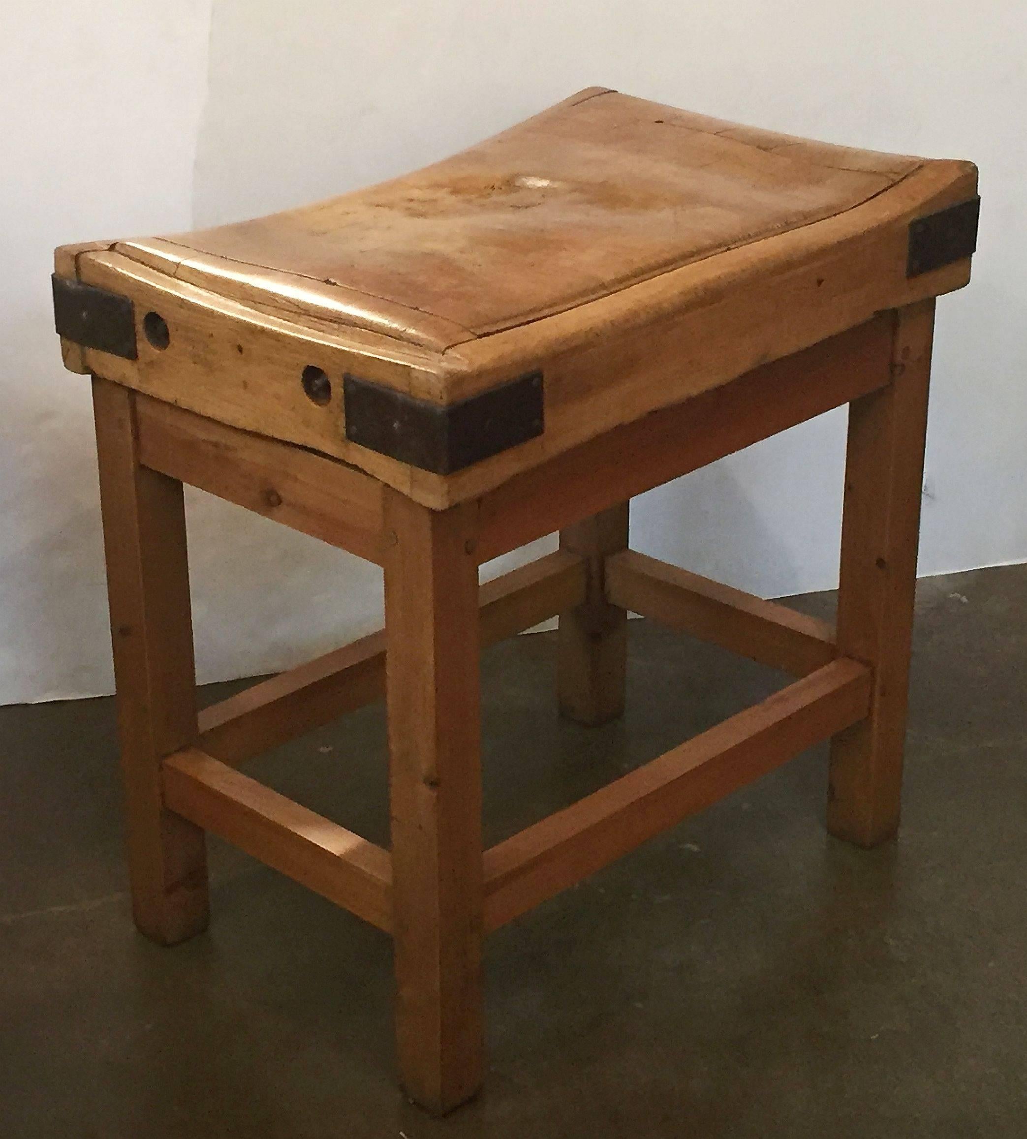 20th Century Large French Butcher's Block on Stand