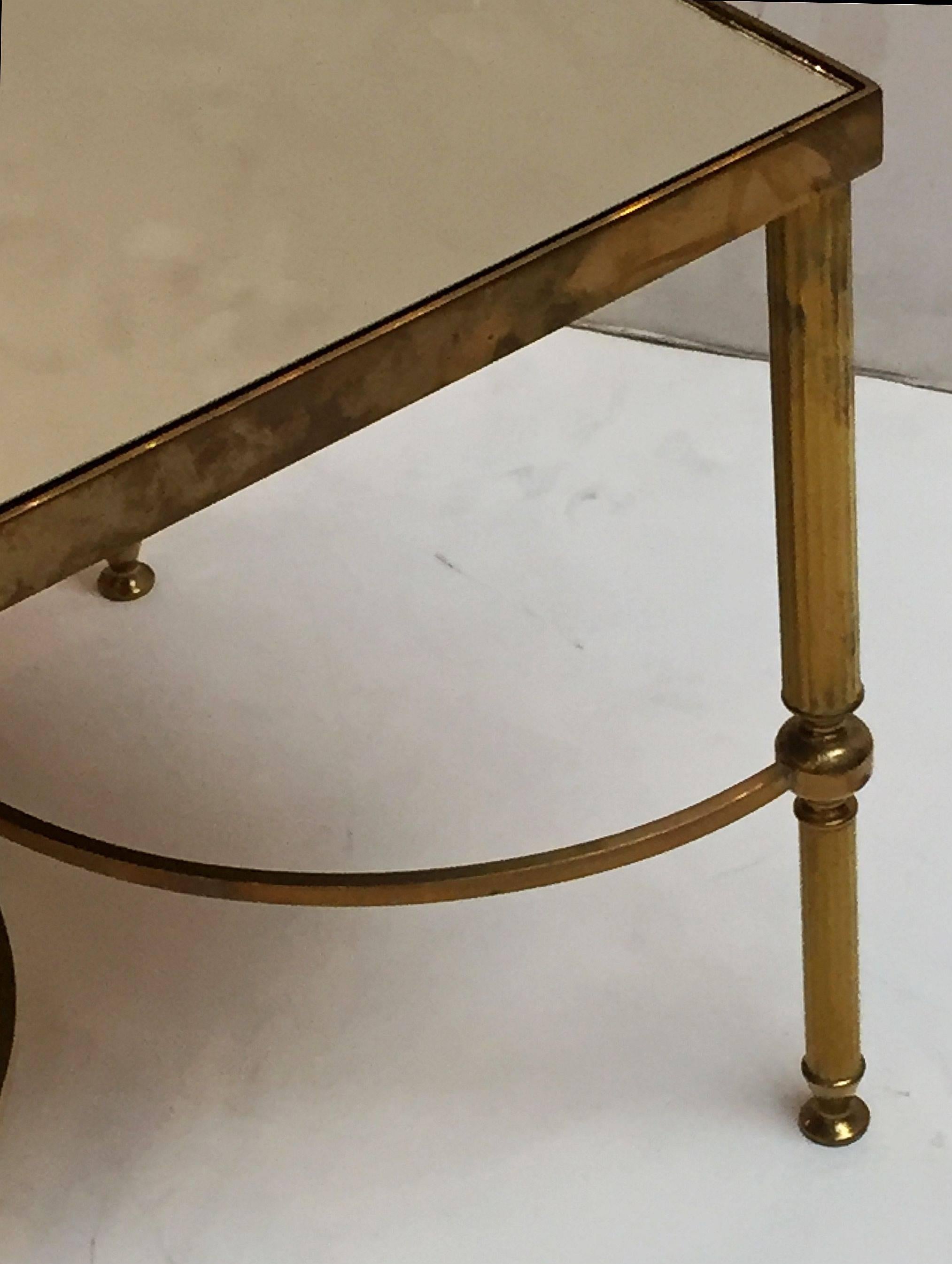 French Low Side Tables of Brass and Mirrored Glass 'Individually Priced' 6