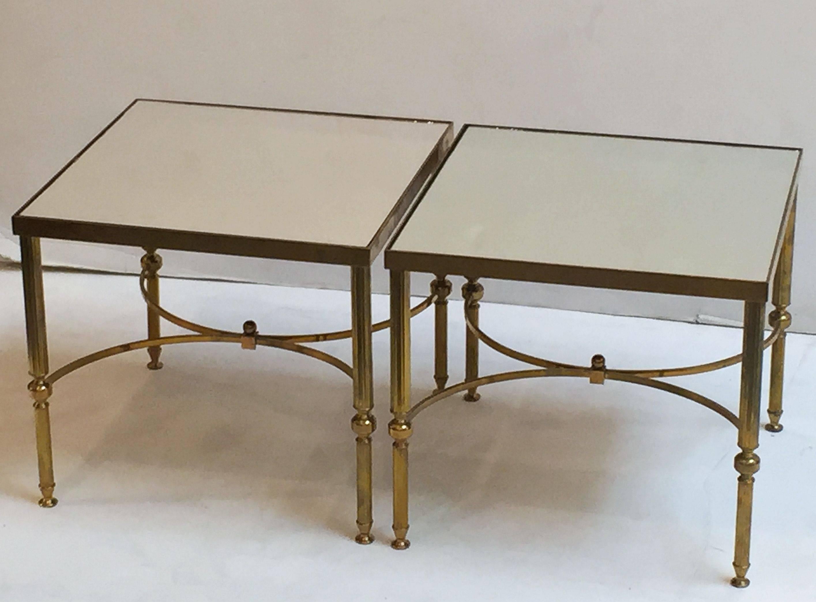 20th Century French Low Side Tables of Brass and Mirrored Glass 'Individually Priced'