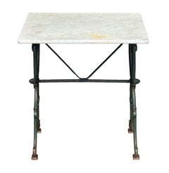 French Bistro or Conservatory Table with Marble Top over Cast Iron Base