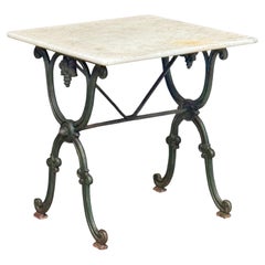French Bistro or Conservatory Table with Marble Top over Cast Iron Base