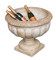 Italian Neo-Classical Wine Cooler or Standing Urn Centerpiece of Carved Marble