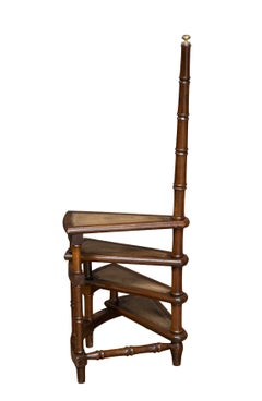 Library Stair Steps of Mahogany and Leather in the Regency Style from England