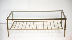 French Modern Cocktail or Coffee Low Table of Brass and Glass