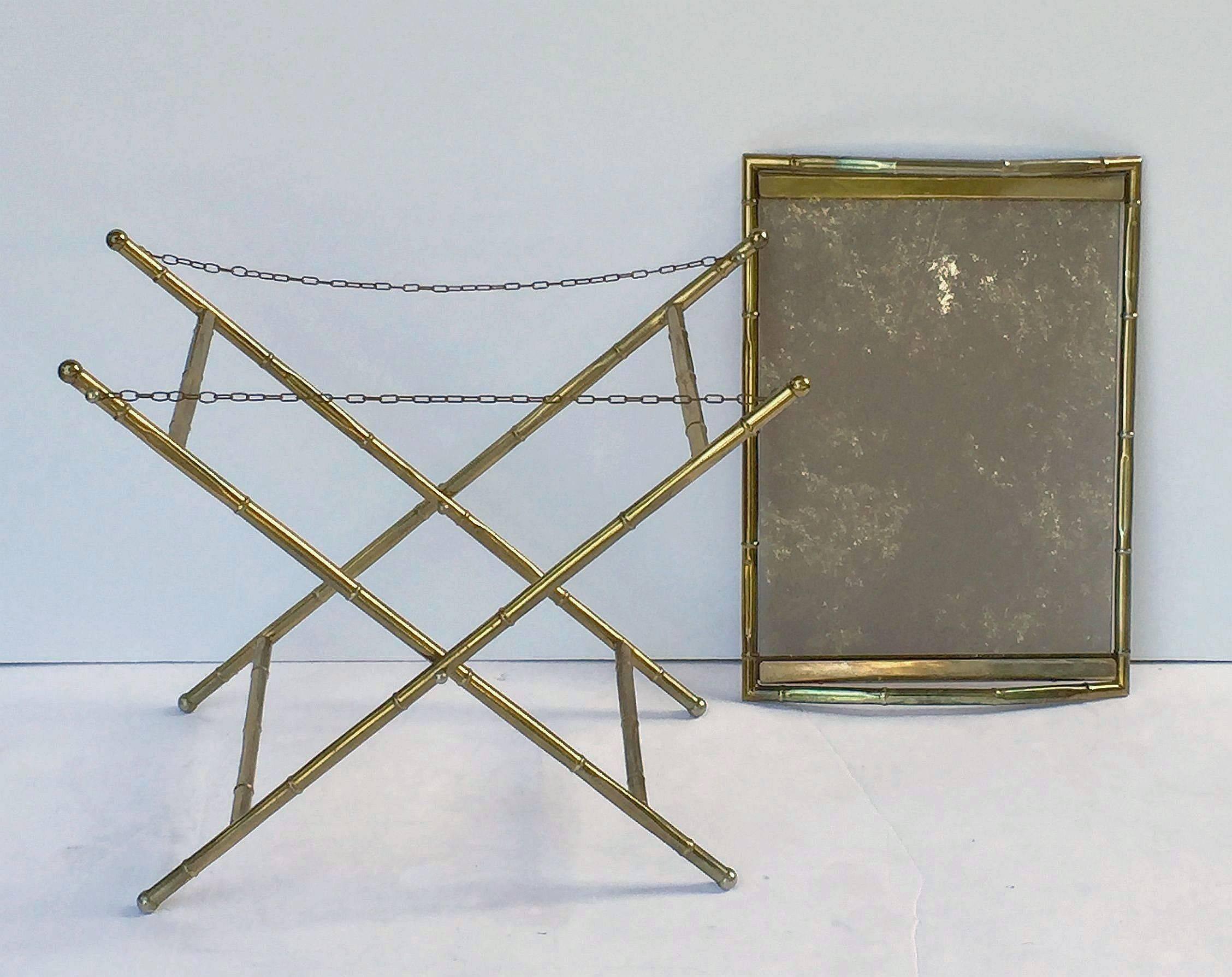 French Tray Table of Brass and Smoked Glass 5