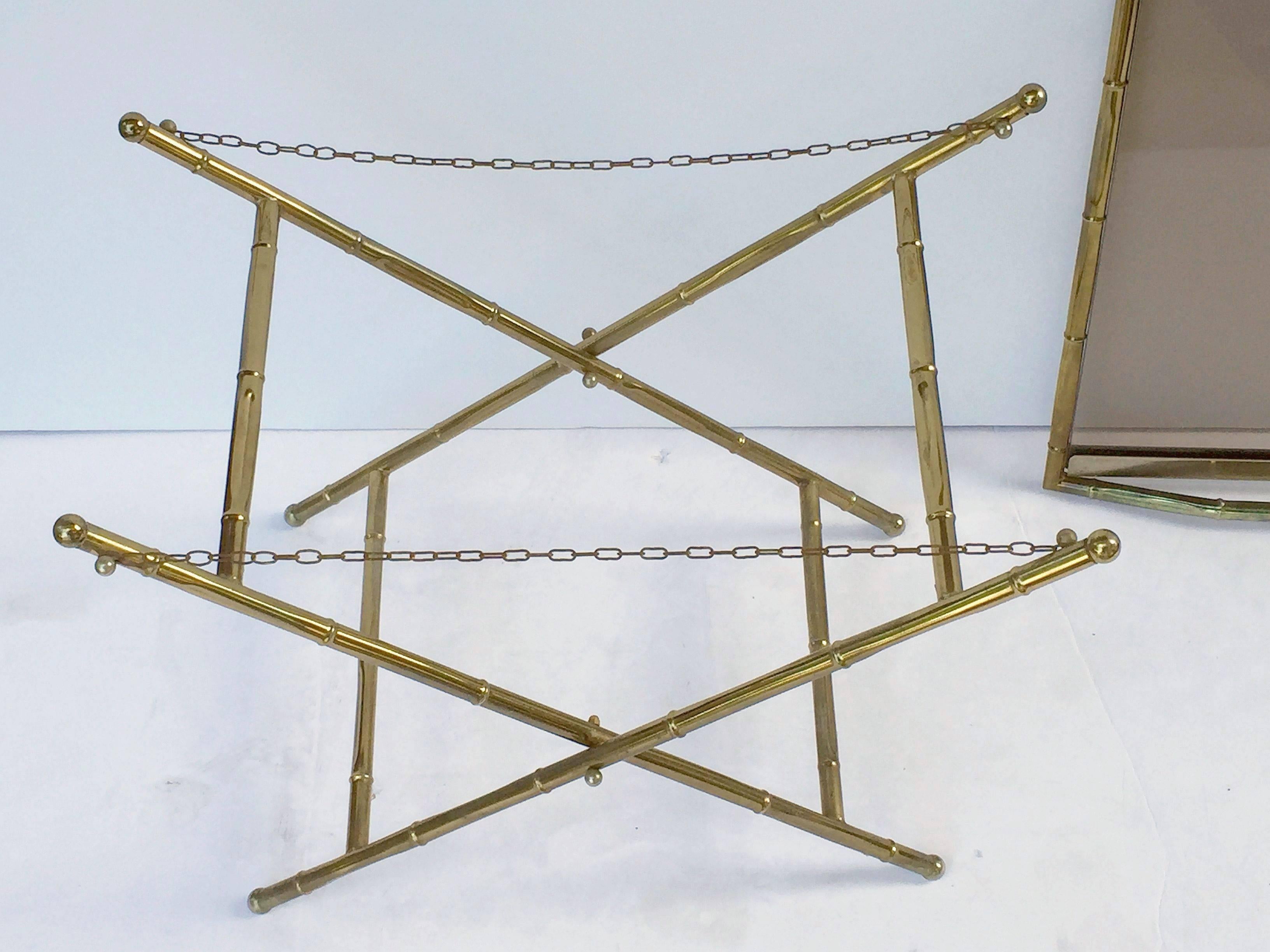 French Tray Table of Brass and Smoked Glass 6