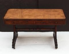 Scottish Library Table or Writing Desk with Leather Top from the Regency Era