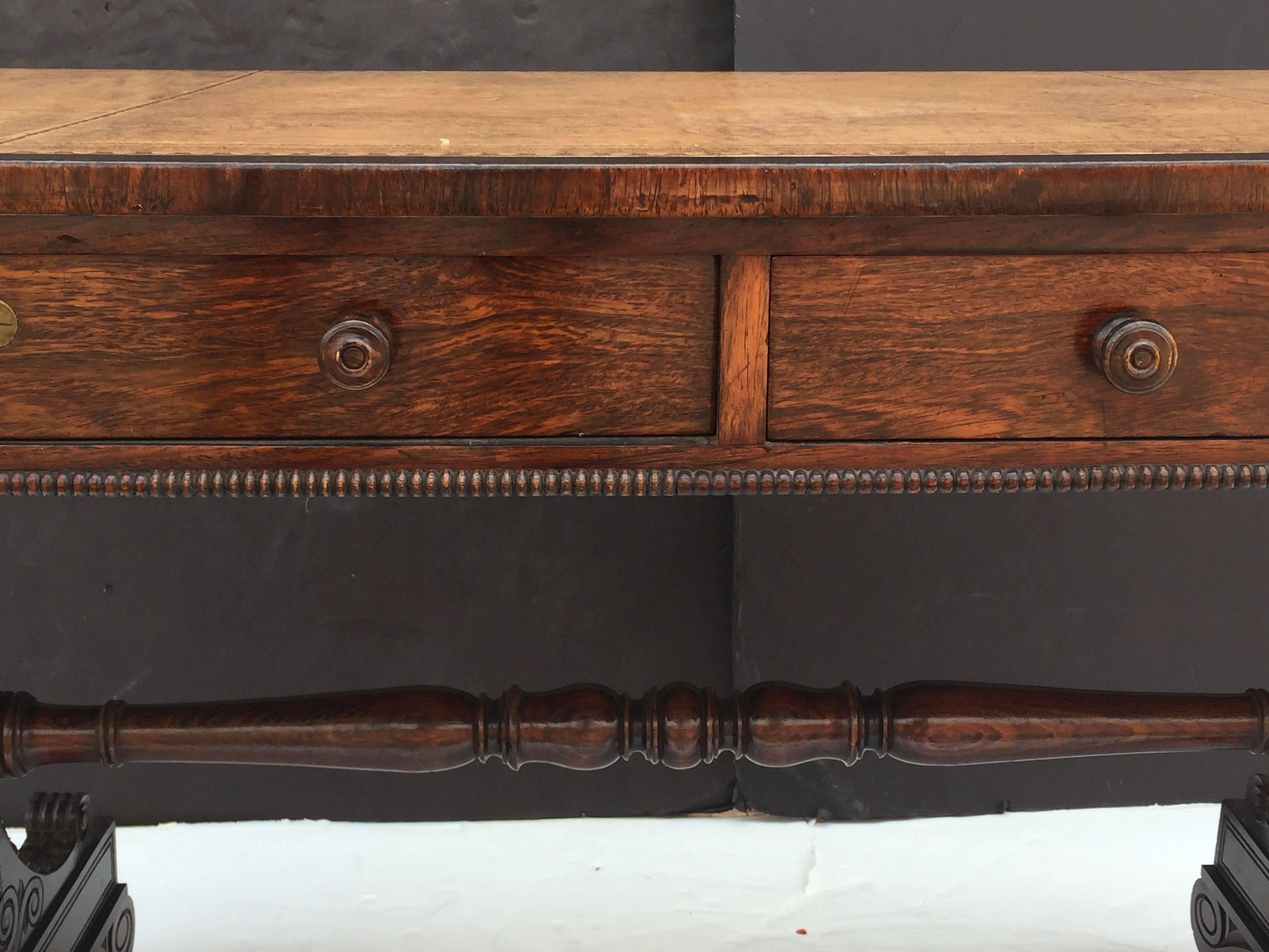 Scottish Library Table or Writing Desk with Leather Top from the Regency Era 1