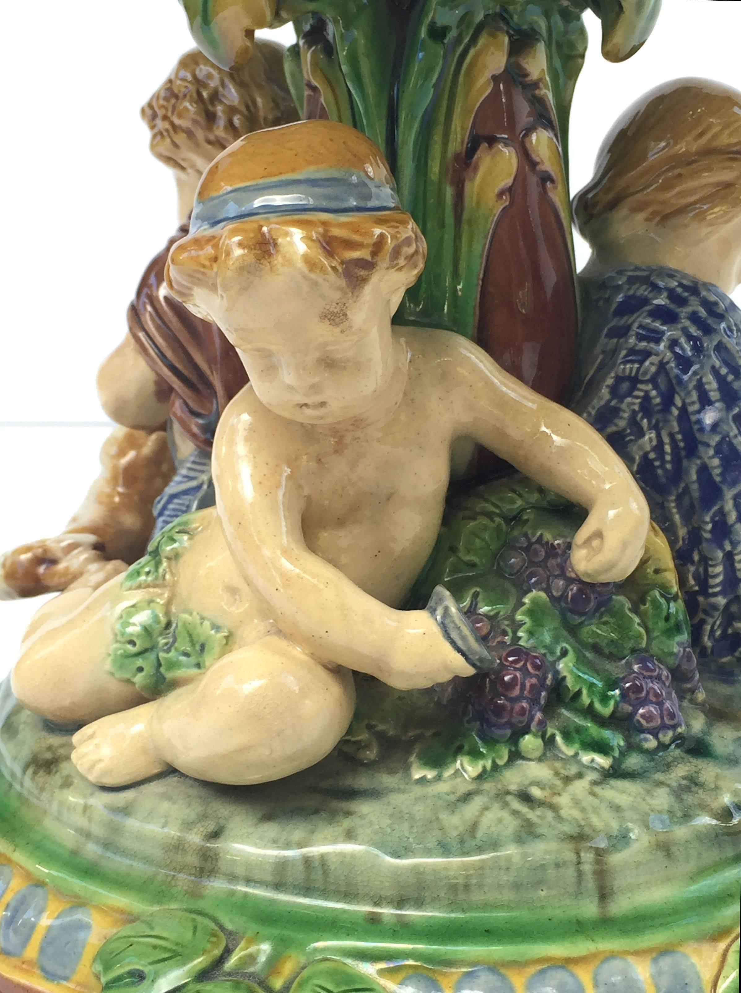 Pottery English Majolica Centerpiece by Minton, circa 1877