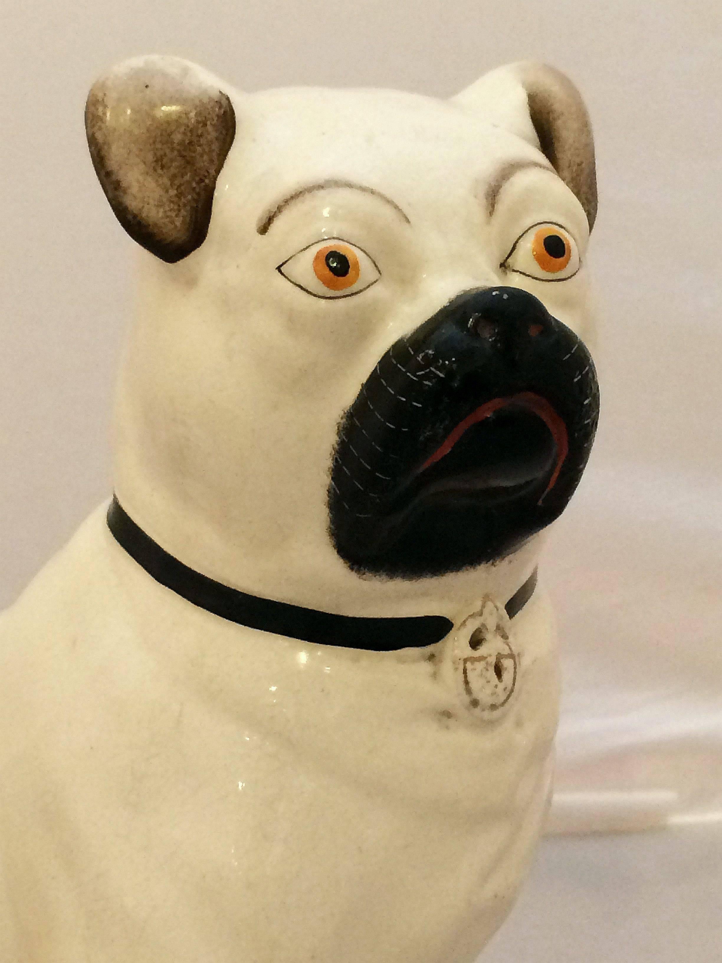 Staffordshire Pug from 19th Century, England In Excellent Condition In Austin, TX