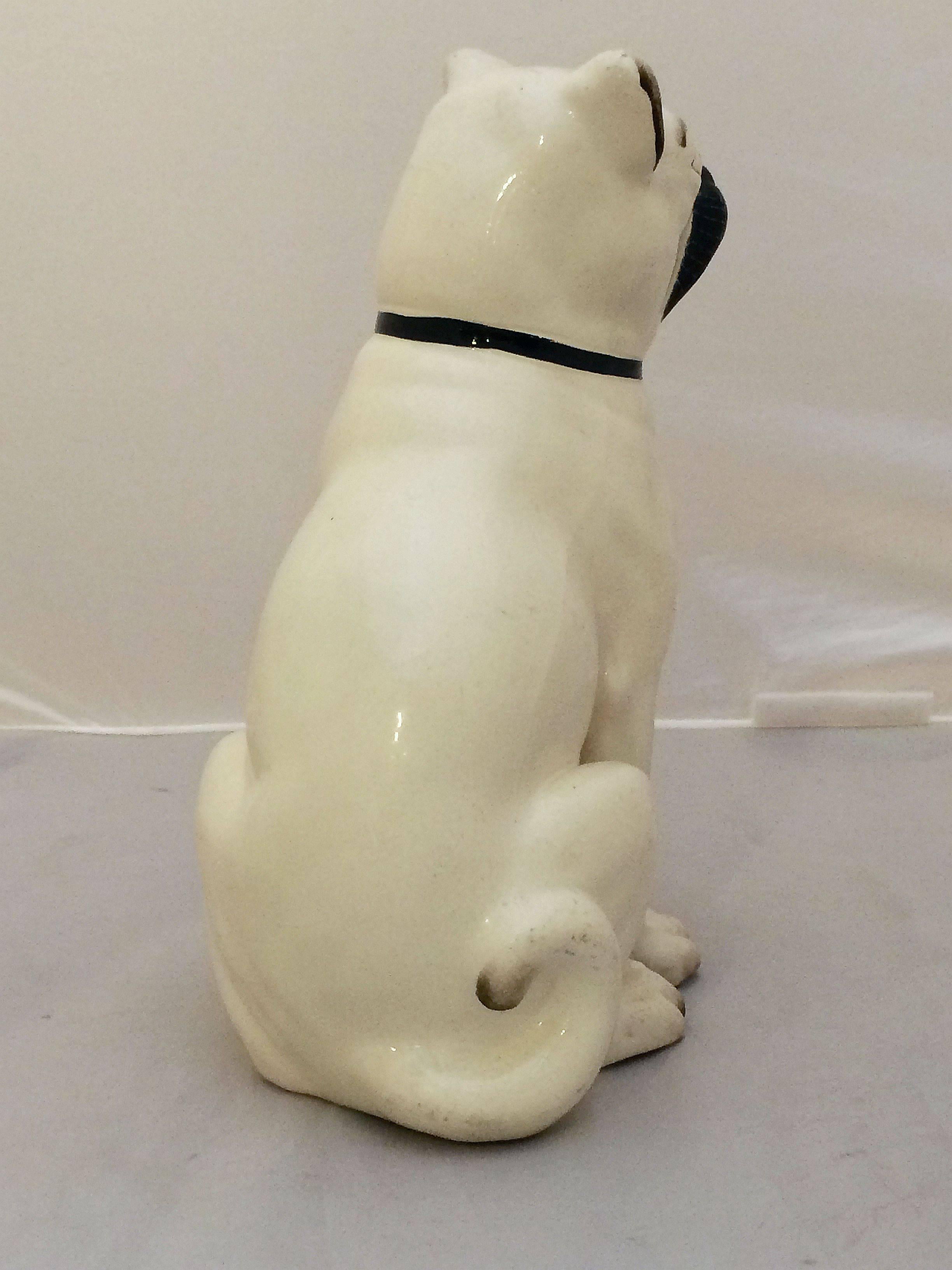 Glazed Staffordshire Pug from 19th Century, England
