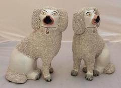 Pair of Large 19th Century Staffordshire Poodles from England