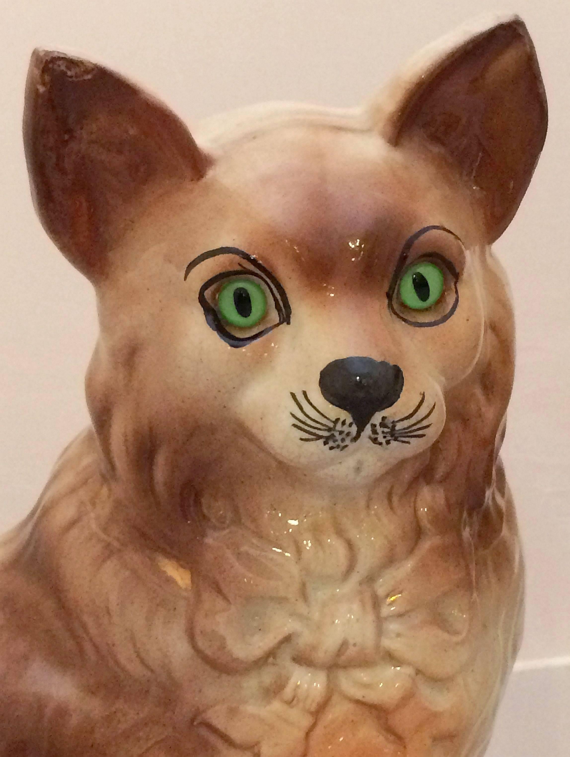 ceramic cats with glass eyes