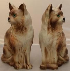 Pair of Scottish Bo'ness Cats with Glass Eyes