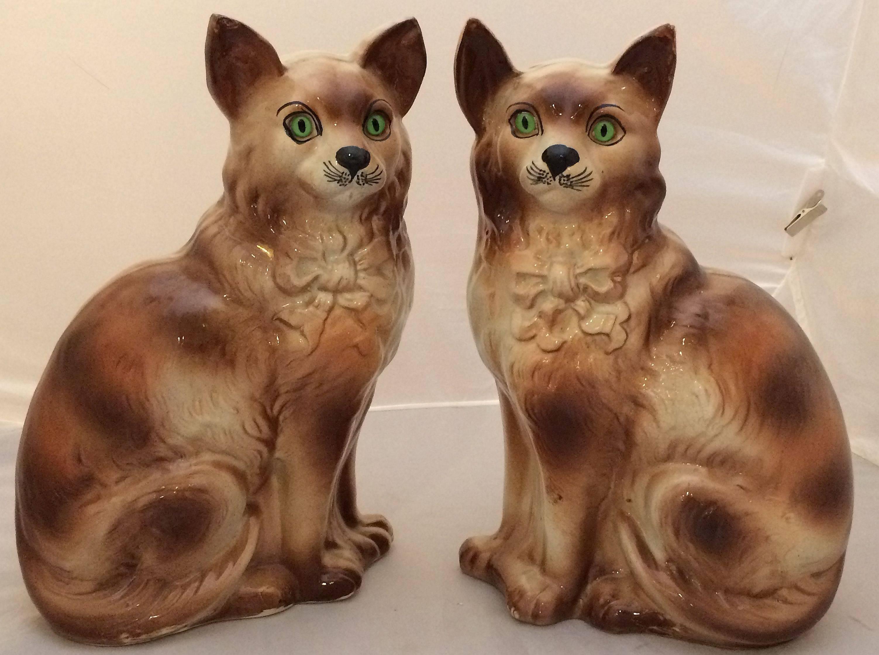 20th Century Pair of Scottish Bo'ness Cats with Glass Eyes For Sale