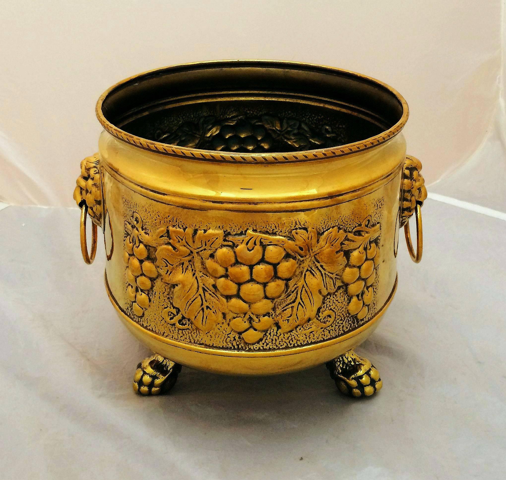 French Jardiniere or Planter of Brass with Lion's Head In Excellent Condition In Austin, TX