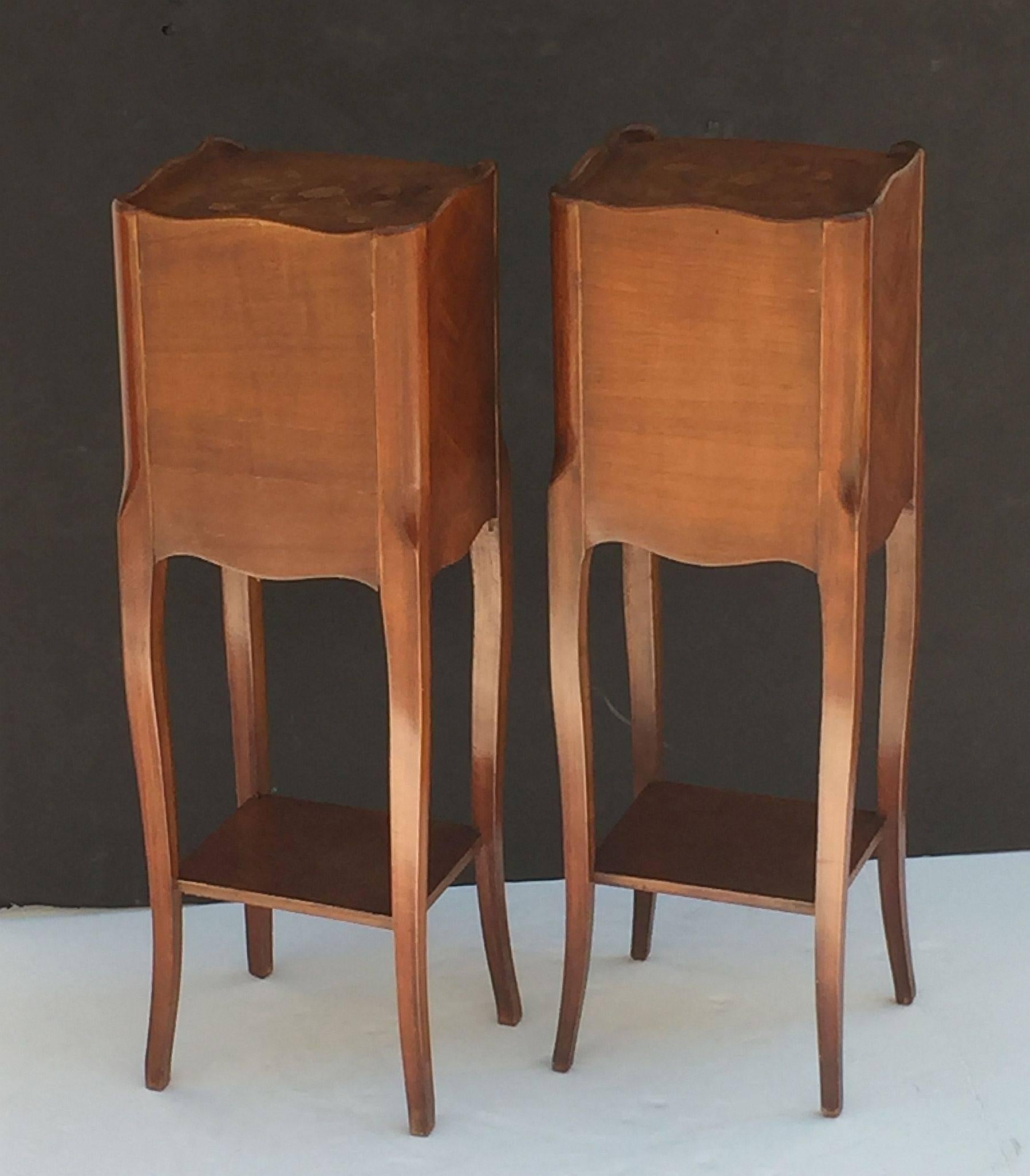 20th Century Pair of French Inlaid Nightstands or Bedside Tables