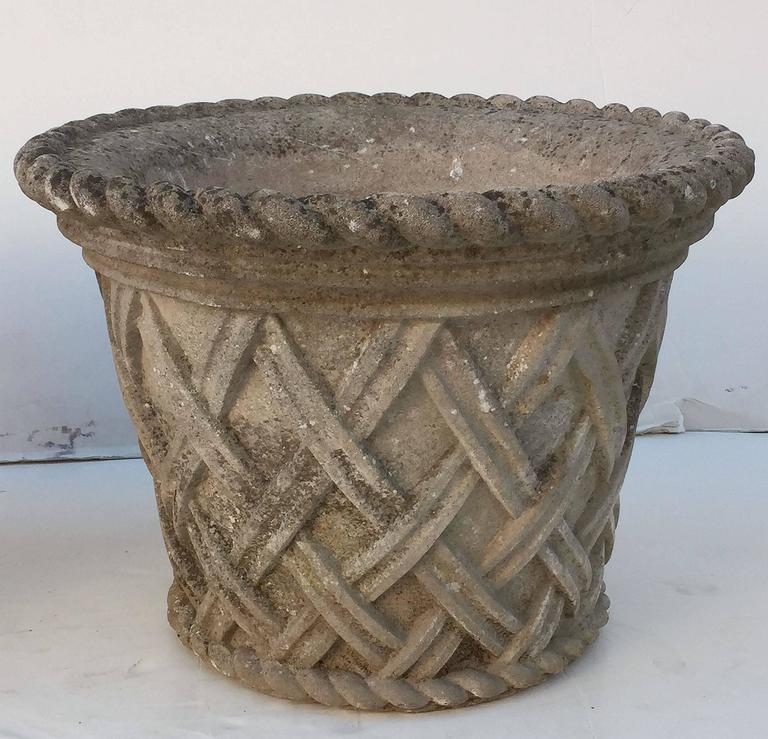 Large English Garden Stone Strapwork or Lattice Planters at 1stDibs lattice large that is seen