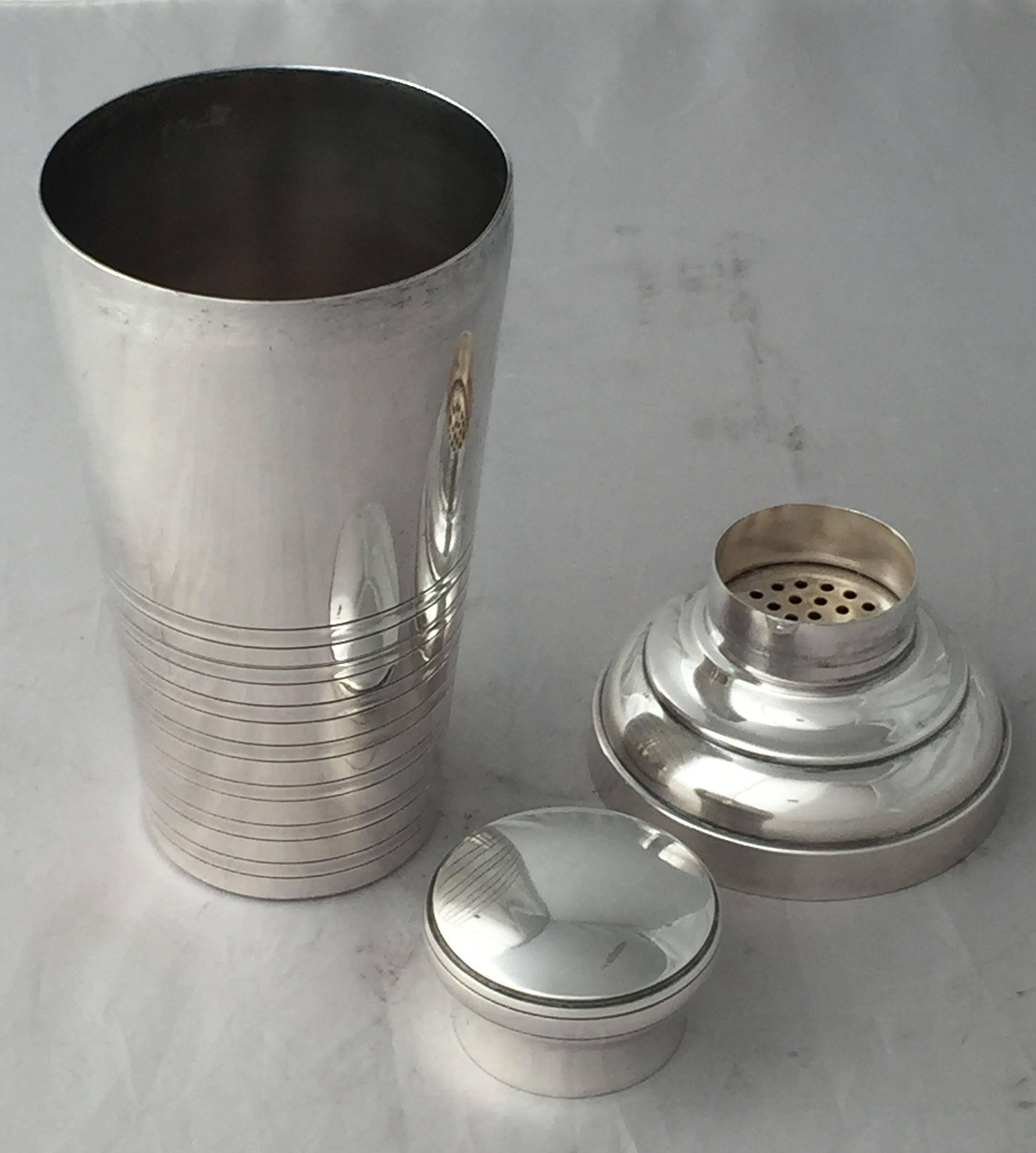 Silver Plate French Art Deco Martini or Cocktail Shaker