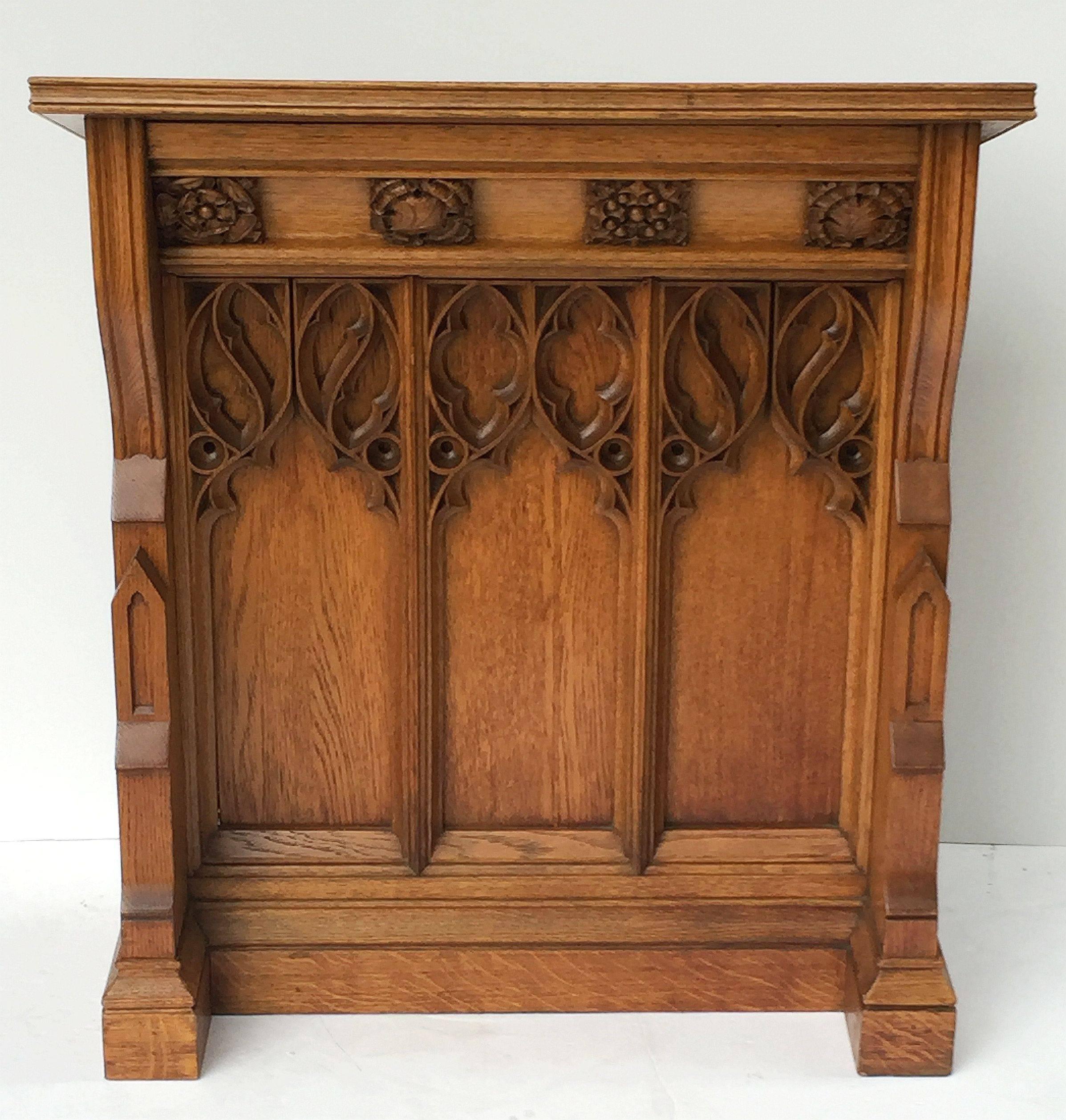 Carved English Ecclesiastical Lectern in the Gothic Style