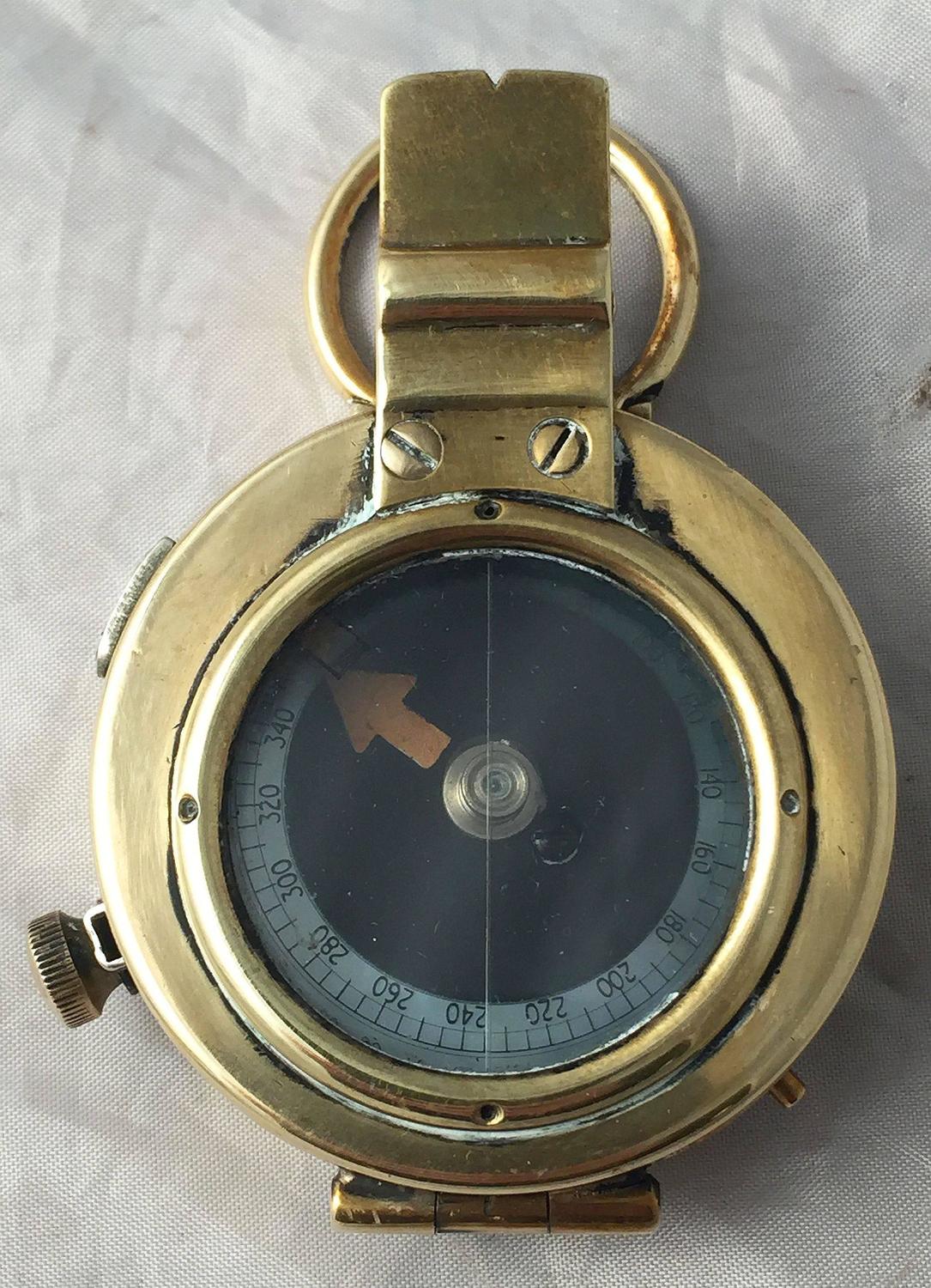 British WWI Marching Compass with Leather Case For Sale at 1stdibs