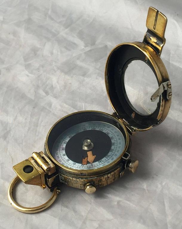 British WWI Marching Compass with Leather Case at 1stDibs