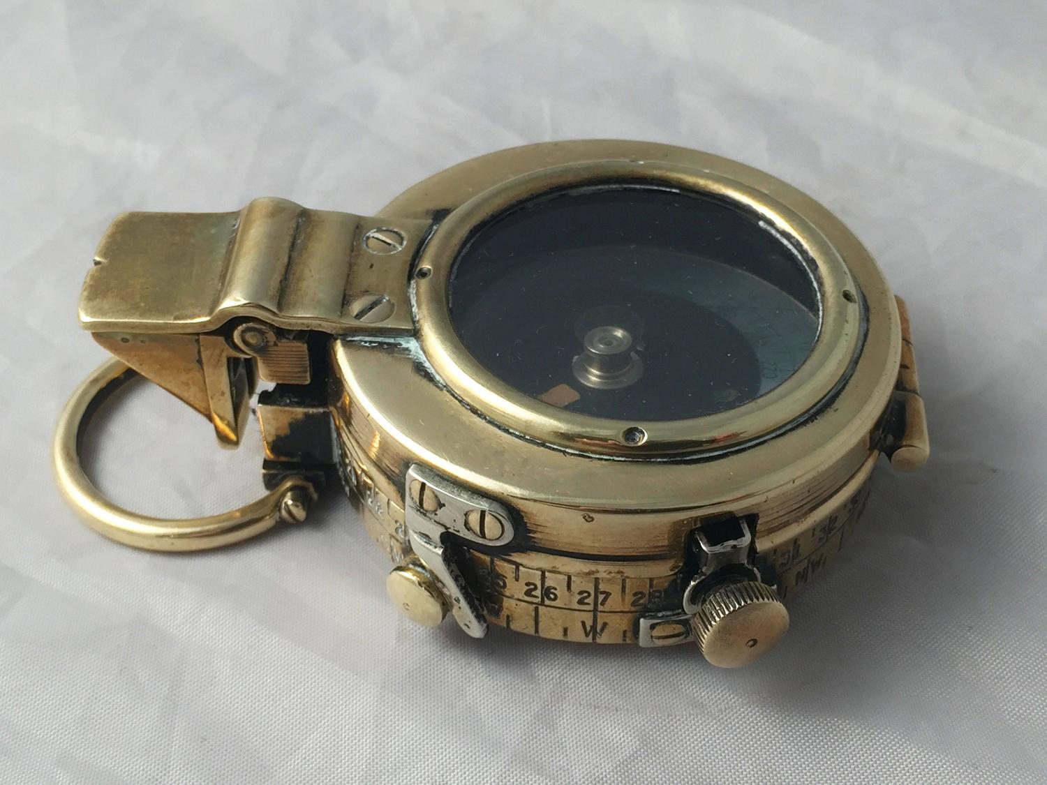 British WWI Marching Compass with Leather Case For Sale at 1stdibs