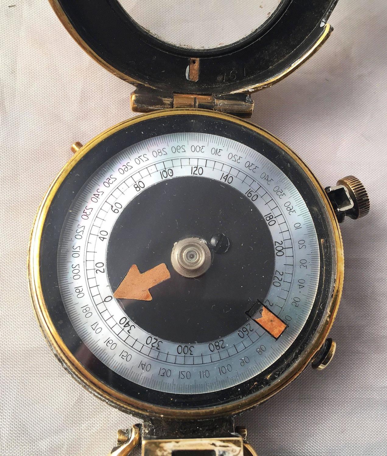 British WWI Marching Compass with Leather Case For Sale at 1stdibs