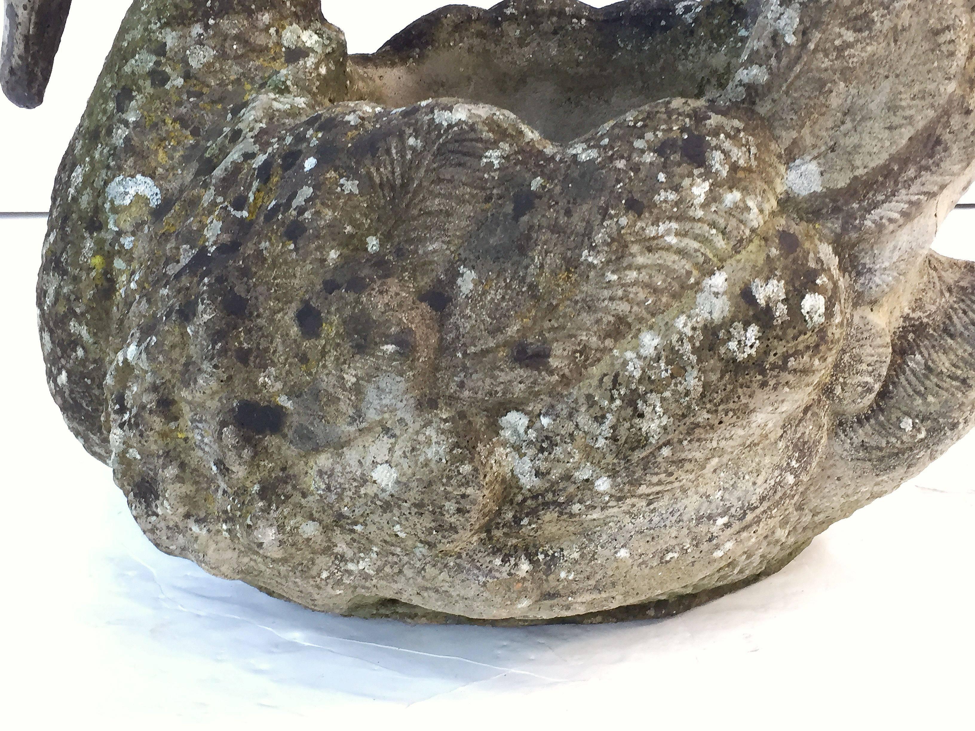 Large English Garden Stone Planter of a Swan 2