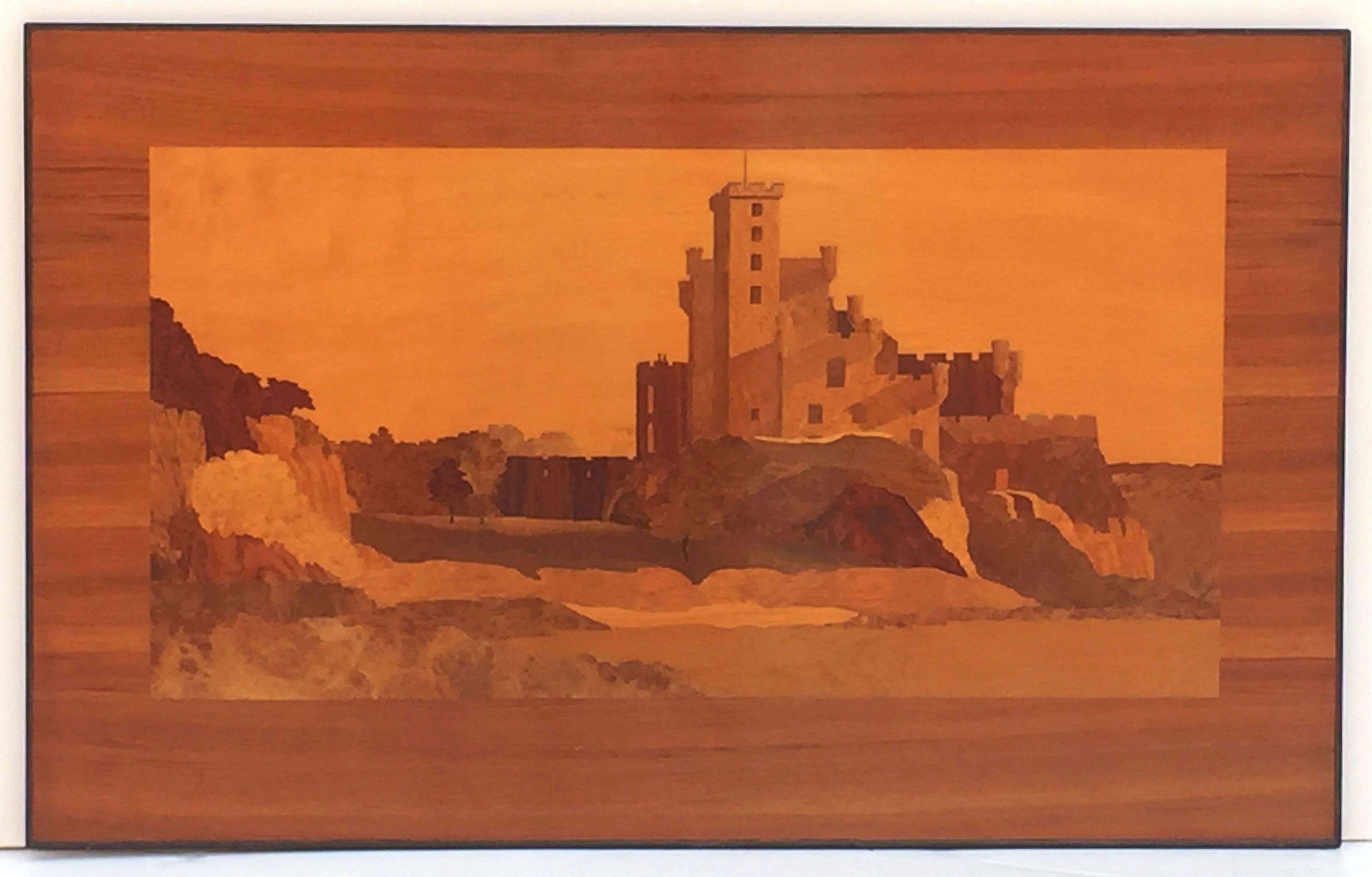 Large Scottish Marquetry Panel of Dunvegan Castle In Excellent Condition In Austin, TX