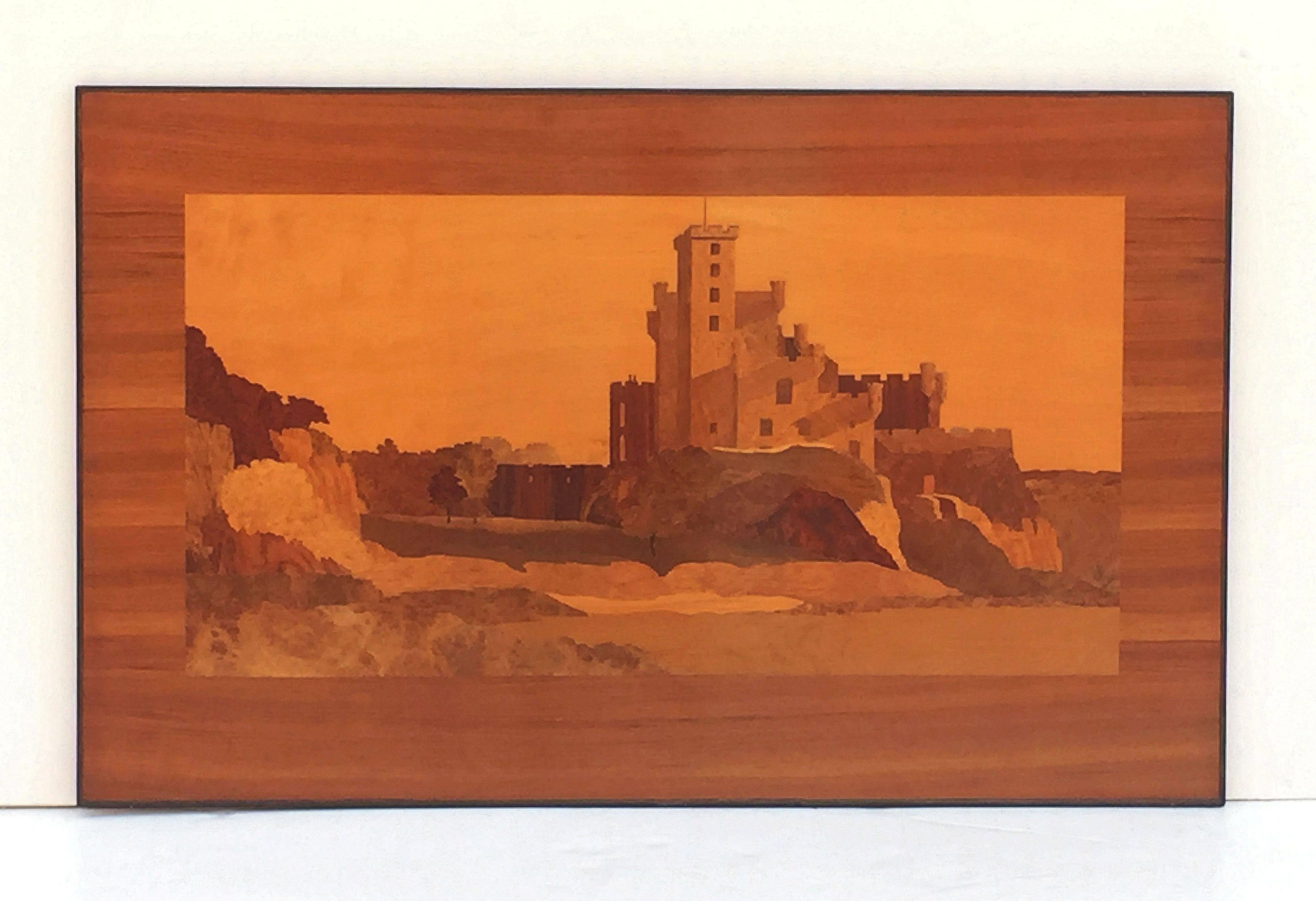Inlay Large Scottish Marquetry Panel of Dunvegan Castle