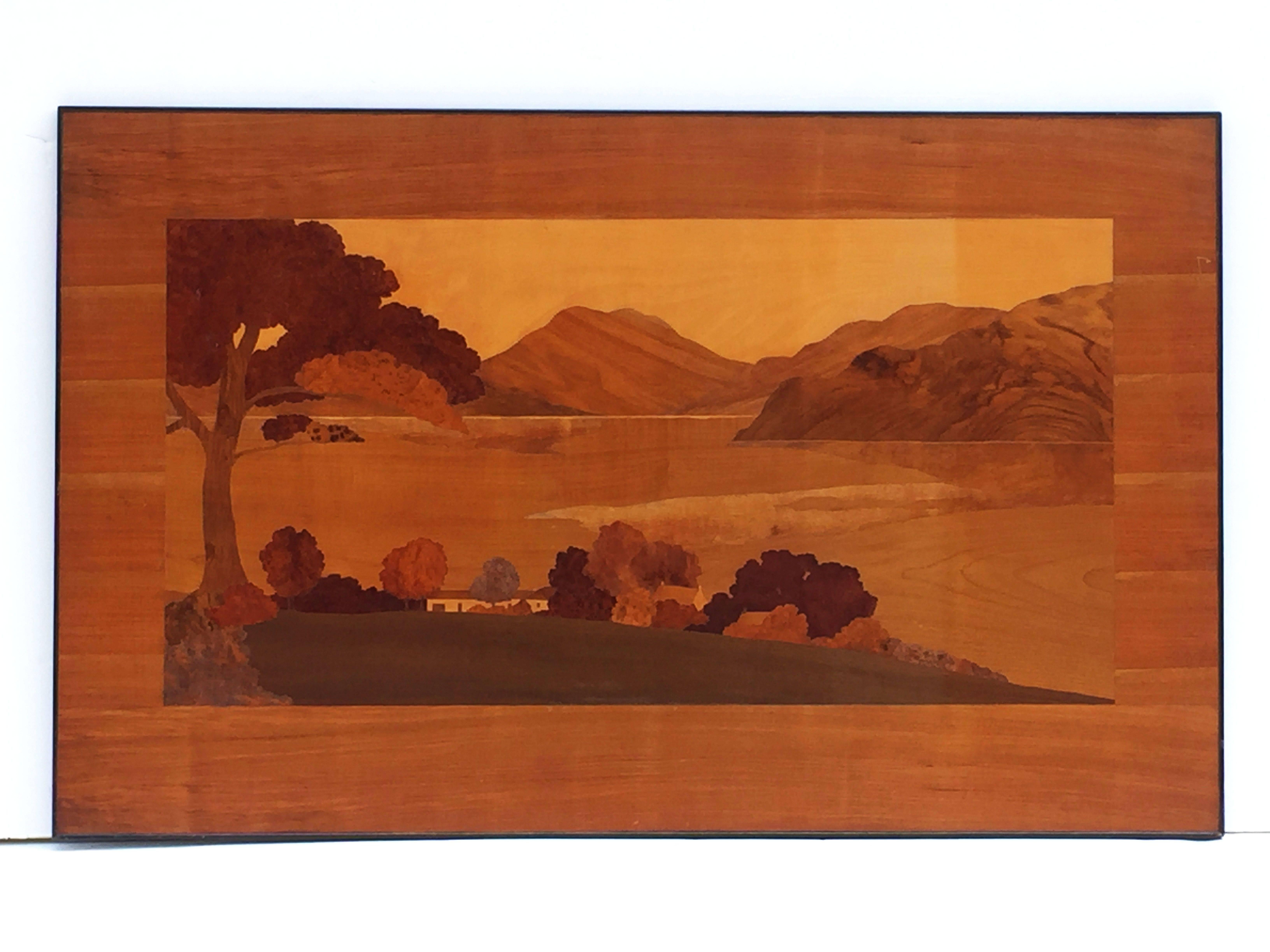 Inlay Large Scottish Marquetry Panel of Loch Fyne, Argyll