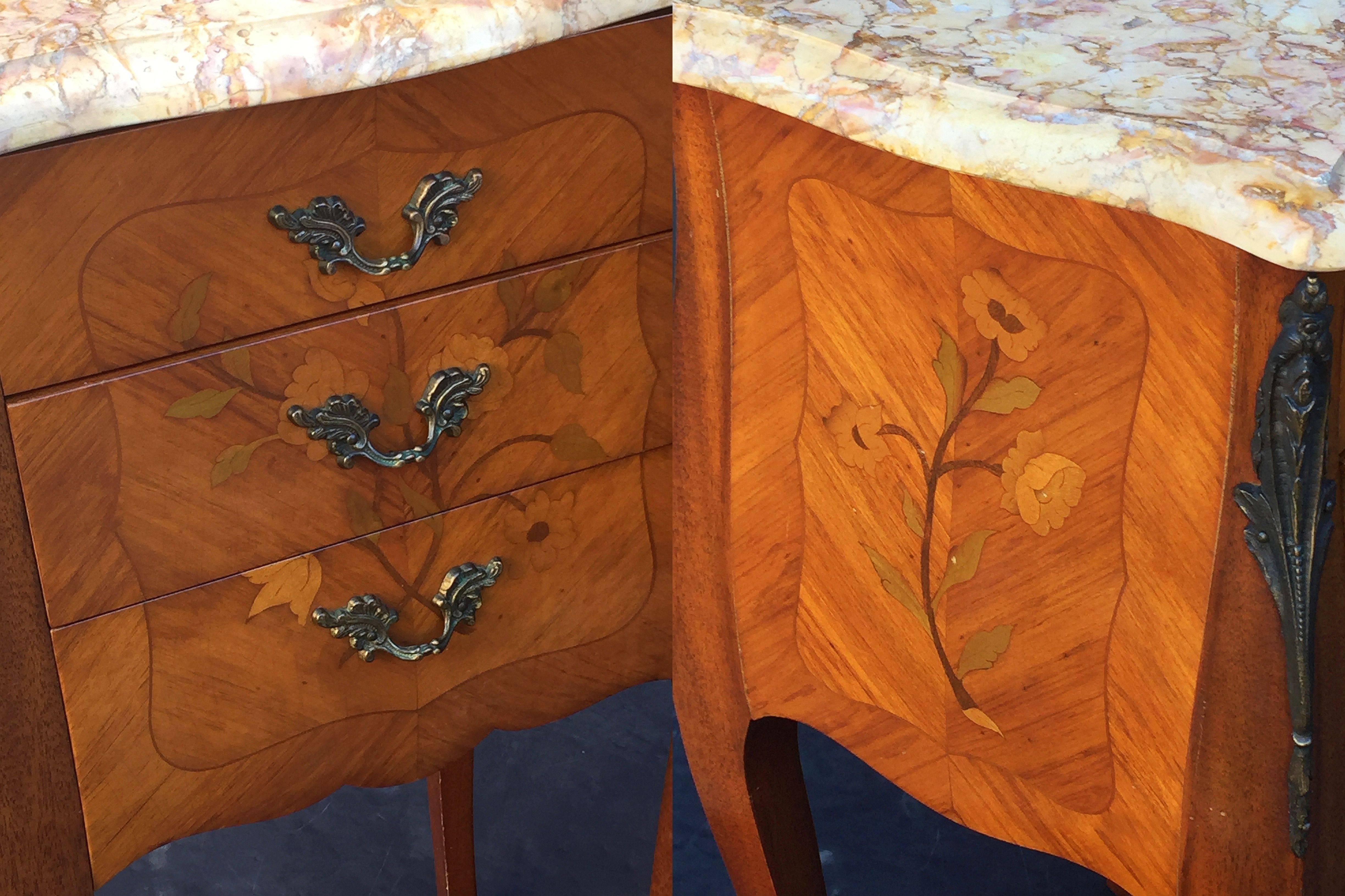 Pair of French Inlaid Nightstands or Bedside Tables 3