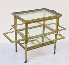 Italian Drinks Cart or Fold-Down Tea Table with Removable Tray Top