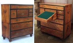 British Military Officer's Campaign Chest Secretary of Brass-Bound Camphor Wood
