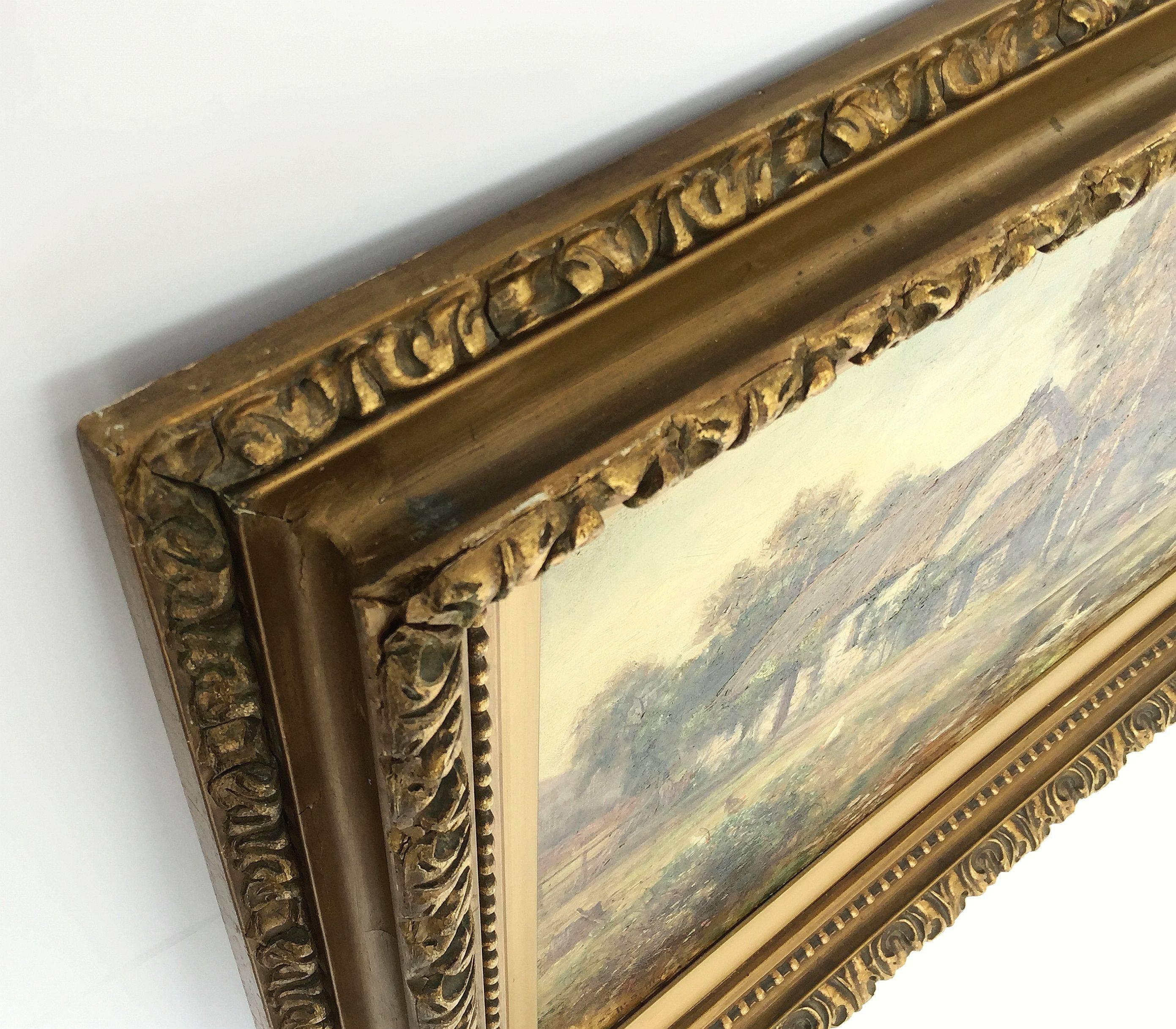 Framed Landscape Oil Painting on Canvas by W.S. Myles, circa 1850-1911 1