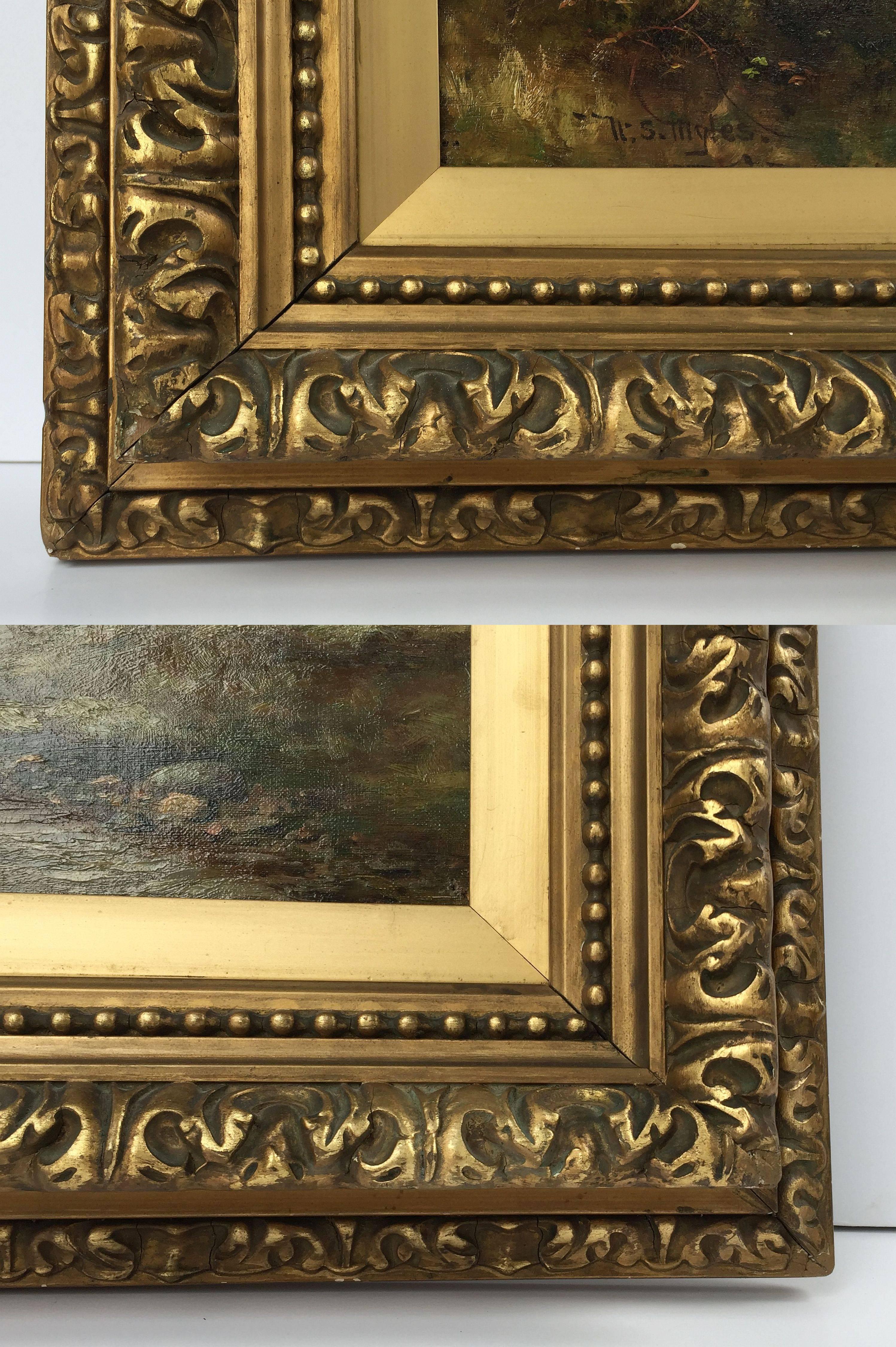20th Century Framed Landscape Oil Painting on Canvas by W.S. Myles, circa 1850-1911