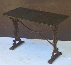 English Pub or Bistro Tables of Cast Iron with Granite Top (Pair Available)